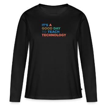 Enseignants en technologie de l’enseignement - T-shirt manches longues Premium bio Femme - noir - Devant - Julia (174cm)
