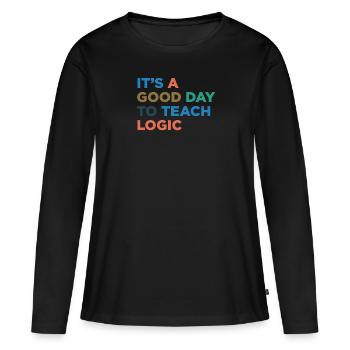 Enseigner les enseignants de logique - T-shirt manches longues Premium bio Femme - noir - Devant - Julia (174cm)