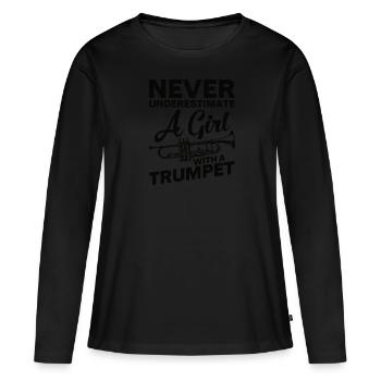 Trumpet Girls Brass Band Orchestra Musician - Women's Premium Organic Long Sleeve Shirt - black - Front - Julia (174cm)