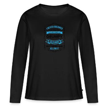 Opa Geschenkidee Opa weiß alles Spruch Großvater - Frauen Premium Bio Langarmshirt - Schwarz - Vorne - Julia (174cm)