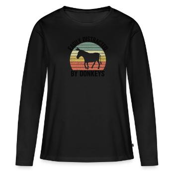 Âne âne âne propriétaire donkey porte-âne cadeau - T-shirt manches longues Premium bio Femme - noir - Devant - Julia (174cm)