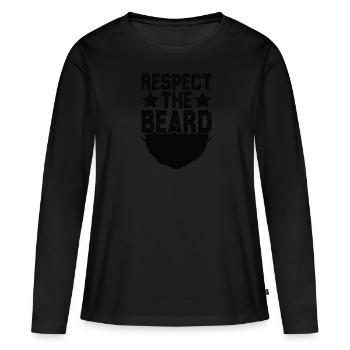 Barbe complète et porteur de barbe Cheveux de barbe Moustache - T-shirt manches longues Premium bio Femme - noir - Devant - Julia (174cm)
