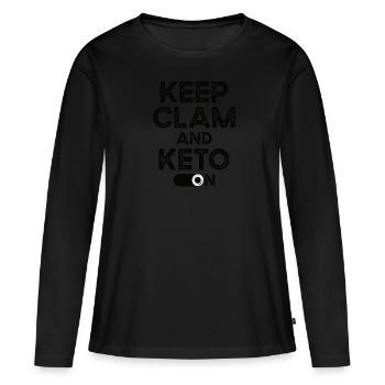Régime céto - T-shirt manches longues Premium bio Femme - noir - Devant - Julia (174cm)