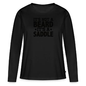 Barbe complète et porteur de barbe Cheveux de barbe Moustache - T-shirt manches longues Premium bio Femme - noir - Devant - Julia (174cm)