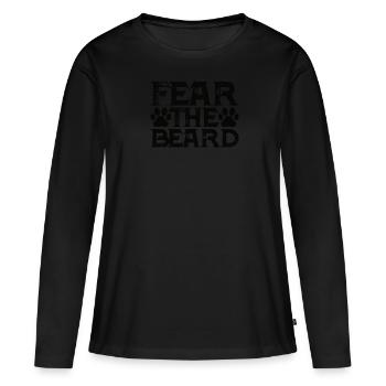 Barbe complète et porteur de barbe Cheveux de barbe Moustache - T-shirt manches longues Premium bio Femme - noir - Devant - Julia (174cm)