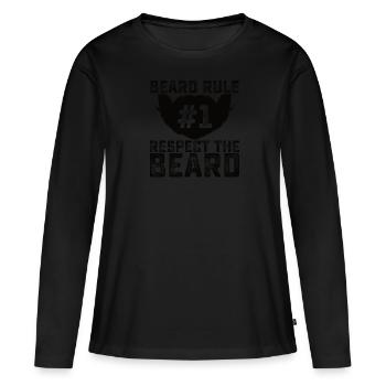 Barbe complète et porteur de barbe Cheveux de barbe Moustache - T-shirt manches longues Premium bio Femme - noir - Devant - Julia (174cm)