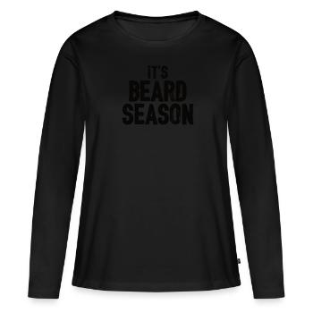 Barbe complète et porteur de barbe Cheveux de barbe Moustache - T-shirt manches longues Premium bio Femme - noir - Devant - Julia (174cm)
