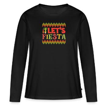 Laisse Fiesta - T-shirt manches longues Premium bio Femme - noir - Devant - Julia (174cm)