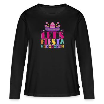 Laisse Fiesta - T-shirt manches longues Premium bio Femme - noir - Devant - Julia (174cm)