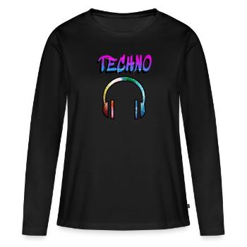 Techno Music hören Musiker Musik hören Radio gift - Frauen Premium Bio Langarmshirt - Schwarz - Vorne - Julia (174cm)