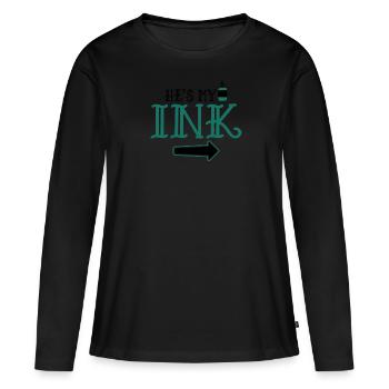 Mon encre Mon Tatouage - Couple Drôle Correspondant - T-shirt manches longues Premium bio Femme - noir - Devant - Julia (174cm)
