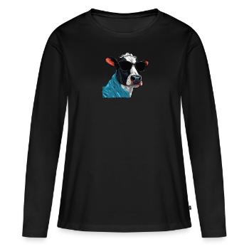 Papa Mama Sonnenbrille - Dexter - Frauen Premium Bio Langarmshirt - Schwarz - Vorne - Julia (174cm)