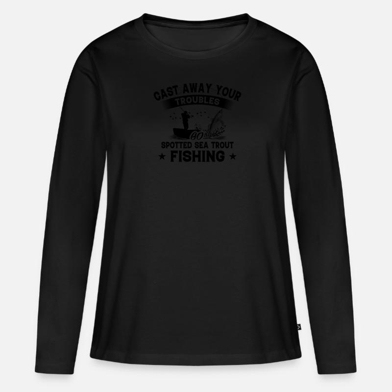 Weggestoßen - Fisch Entdeckte Meerforellen - Frauen Premium Bio Langarmshirt - Schwarz