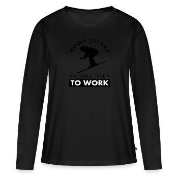 Né à skier skieur station de ski cadeau - T-shirt manches longues Premium bio Femme - noir - Devant - Julia (174cm)