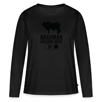 Mode d’élevage des vaches activé - Brahman - T-shirt manches longues Premium bio Femme - noir - Devant - Julia (174cm)
