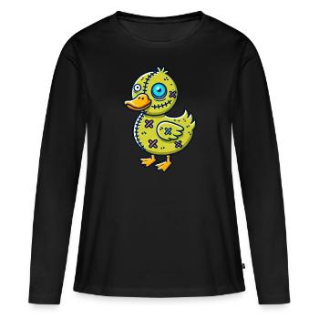 Halloween canard zombie monstre dessin animé - T-shirt manches longues Premium bio Femme - noir - Devant - Julia (174cm)
