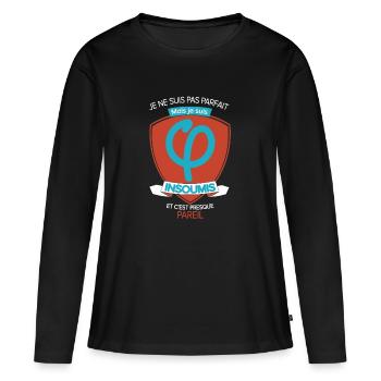 TShirt - "Les Insoumis" - T-shirt manches longues Premium bio Femme - noir - Devant - Julia (174cm)