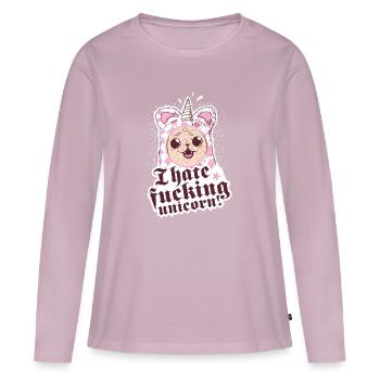 Chien dans Unicorn costume - T-shirt manches longues Premium bio Femme - rose poudré - Devant - Julia (174cm)