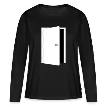 porte - Porte de coffre-fort noir-blanc - T-shirt manches longues Premium bio Femme - noir - Devant - Julia (174cm)