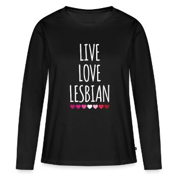 Leben. Liebe. Lesbe. - Frauen Premium Bio Langarmshirt - Schwarz - Vorne - Julia (174cm)