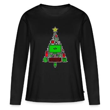 Code Debug Skripting Developer Computerfreak - Frauen Premium Bio Langarmshirt - Schwarz - Vorne - Julia (174cm)