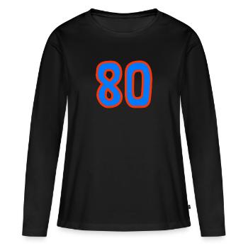 80. 80 JAHRE. 80. JAHRESTAG. 80-JÄHRIGES JUBILÄUM. - Frauen Premium Bio Langarmshirt - Schwarz - Vorne - Julia (174cm)