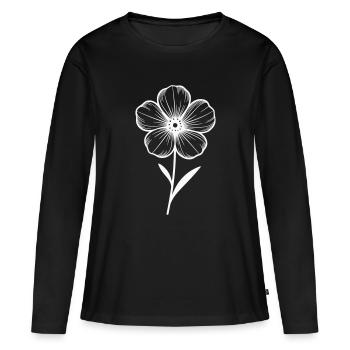 Fleur blanche graphique - variable de couleur - T-shirt manches longues Premium bio Femme - noir - Devant - Julia (174cm)
