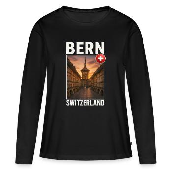 Bern - T-shirt manches longues Premium bio Femme - noir - Devant - Julia (174cm)