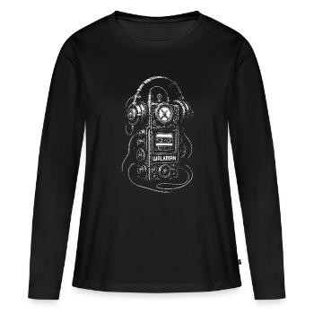 Walkman steampunk rétro - T-shirt manches longues Premium bio Femme - noir - Devant - Julia (174cm)