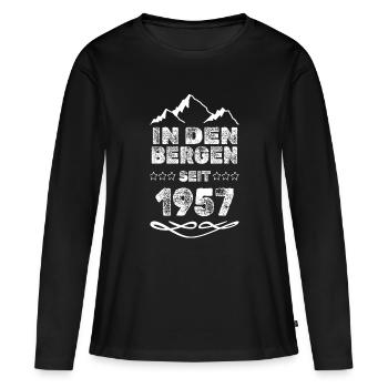 1957 1957 - T-shirt manches longues Premium bio Femme - noir - Devant - Julia (174cm)