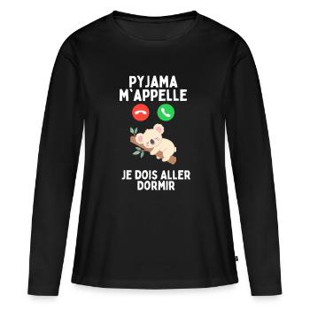 Pyjama m'appelle je dois Aller Dormir - T-shirt manches longues Premium bio Femme - noir - Devant - Julia (174cm)