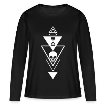Le temps qui passe - T-shirt manches longues Premium bio Femme - noir - Devant - Julia (174cm)