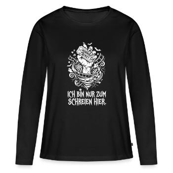 Nur zum Schreien hier Horror Ticket - Frauen Premium Bio Langarmshirt - Schwarz - Vorne - Julia (174cm)