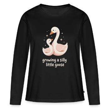 Faire pousser des oies ridicules - T-shirt manches longues Premium bio Femme - noir - Devant - Julia (174cm)