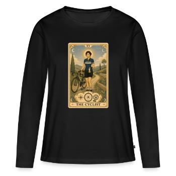 Cycliste | Vélo de route et Tarot de circuit - T-shirt manches longues Premium bio Femme - noir - Devant - Julia (174cm)
