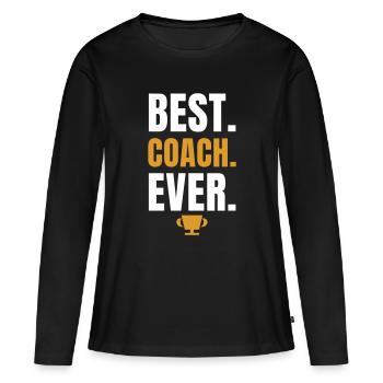 Meilleur entraîneur de tous les temps – Coupe pour l’entraîneur de football - T-shirt manches longues Premium bio Femme - noir - Devant - Julia (174cm)