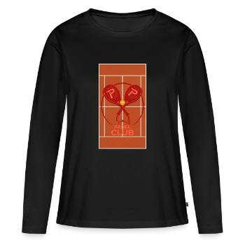 Padel Club Pro Duo Rouge de pagaie - T-shirt manches longues Premium bio Femme - noir - Devant - Julia (174cm)