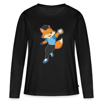 Gant de baseball Fox - T-shirt manches longues Premium bio Femme - noir - Devant - Julia (174cm)