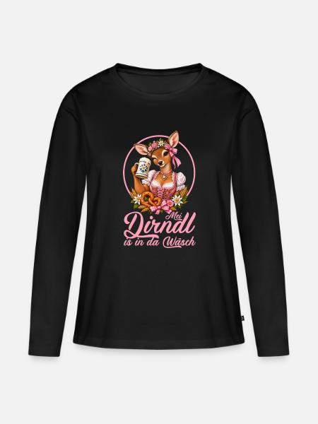 Reh im Dirndl Bierfest - Frauen Premium Bio Langarmshirt - Schwarz