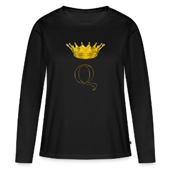 Queen crown gold style - Women's Premium Organic Long Sleeve Shirt - black - Front - Julia (174cm)