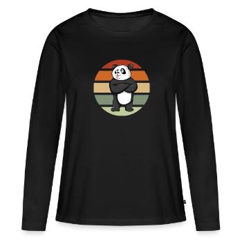Le panda étire la langue - T-shirt manches longues Premium bio Femme - noir - Devant - Julia (174cm)