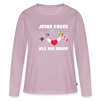 LBGT Flag Gay Pride Humain Jésus aime tous ses - T-shirt manches longues Premium bio Femme - rose poudré - Devant - Julia (174cm)