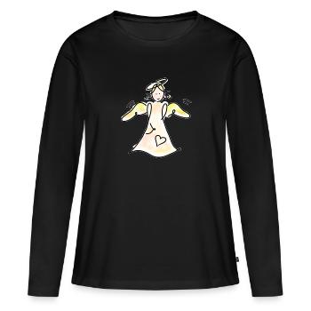 Anges gardiens au halo - T-shirt manches longues Premium bio Femme - noir - Devant - Julia (174cm)