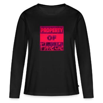 Besitz von Amelie - Frauen Premium Bio Langarmshirt - Schwarz - Vorne - Julia (174cm)