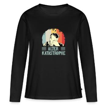 Retro Vintage Lustiger Spruch - Alter Katastrophe - Frauen Premium Bio Langarmshirt - Schwarz - Vorne - Julia (174cm)