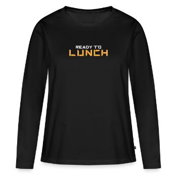 Ready to Lunch - Food Space & Pizza Rocket - Women's Premium Organic Long Sleeve Shirt - black - Front - Julia (174cm)