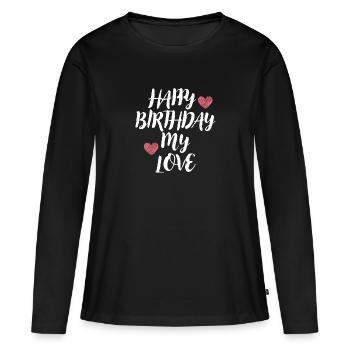 Bon anniversaire - T-shirt manches longues Premium bio Femme - noir - Devant - Julia (174cm)