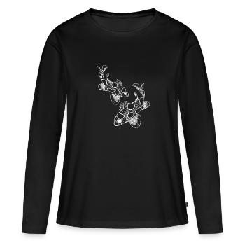 Poisson-clown vintage tacheté - T-shirt manches longues Premium bio Femme - noir - Devant - Julia (174cm)