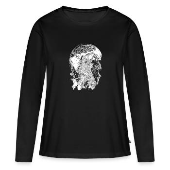 Astronaute au clair de lune - T-shirt manches longues Premium bio Femme - noir - Devant - Julia (174cm)