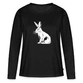 Lapin géométrique mignon géométrie lapin - T-shirt manches longues Premium bio Femme - noir - Devant - Julia (174cm)